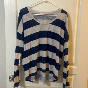 Grey and royal blue long sleeve shirt